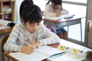 Elementary school students learn in the classroom