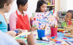 Elementary school pupil in art class